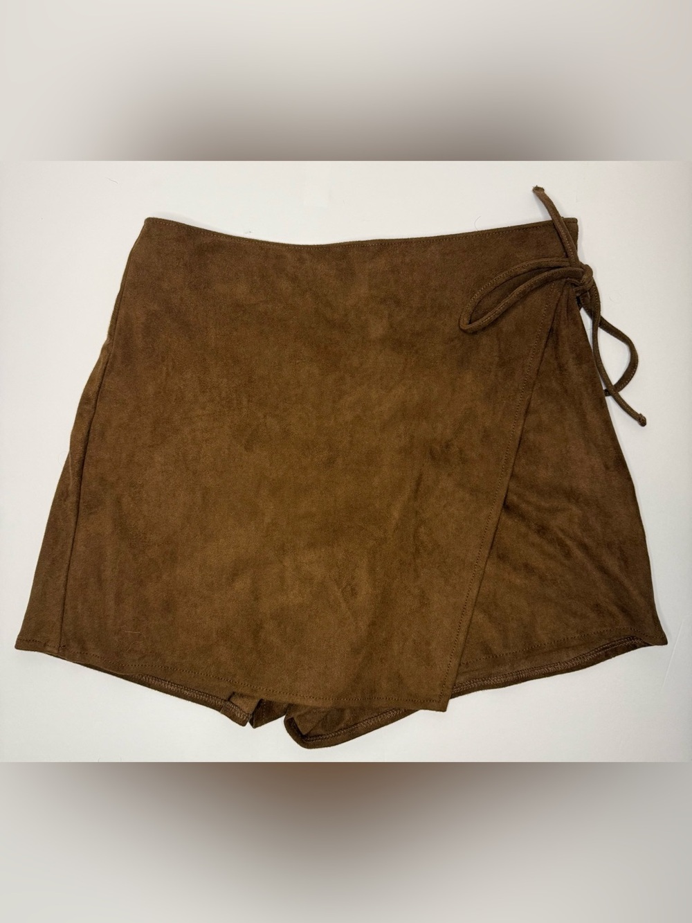 Abercrombie & Fitch Tan Vegan Suede Wrap Skort